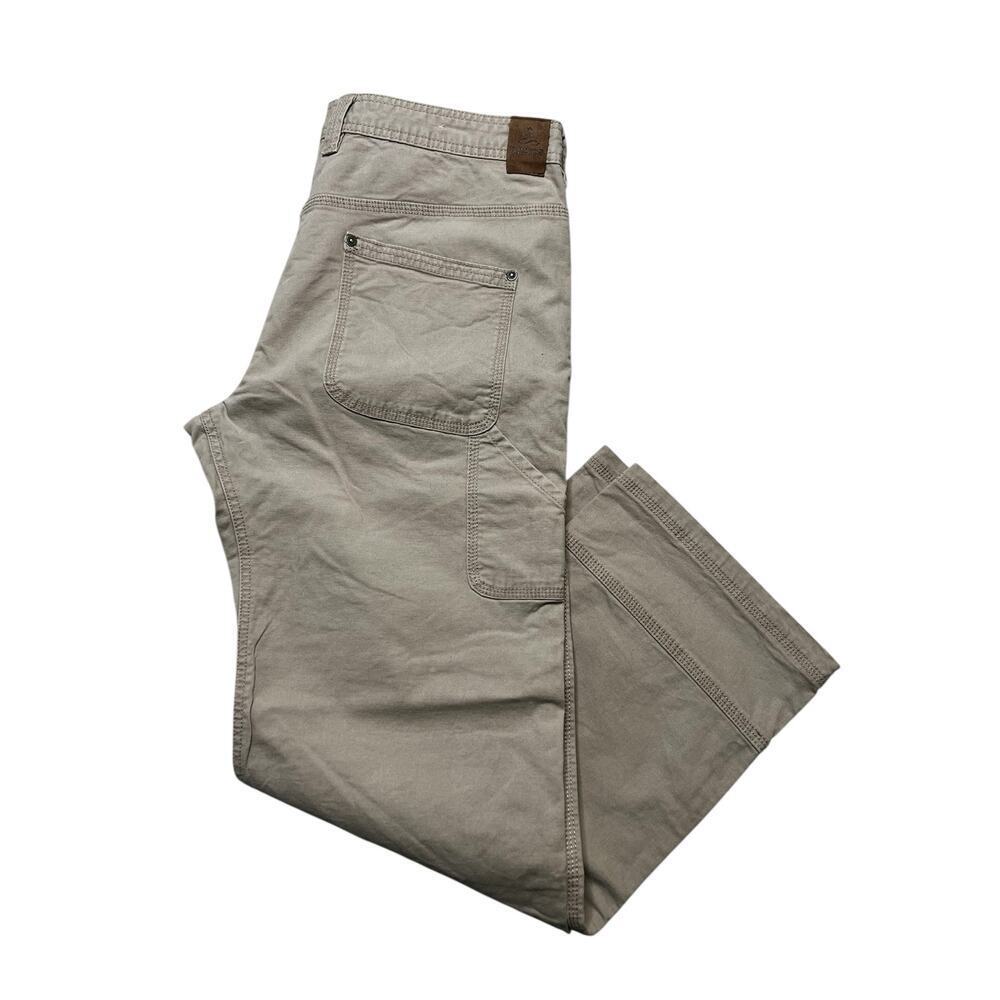 PrAna Pants Mens Sz 33x30 Tan Breathe Hiking‎ Fishing Straight Cotton Canvas Y2K